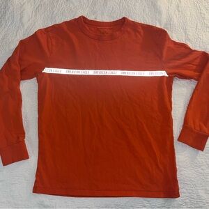 American Eagle Outfitters Men's Red Long Sleeve Shirt